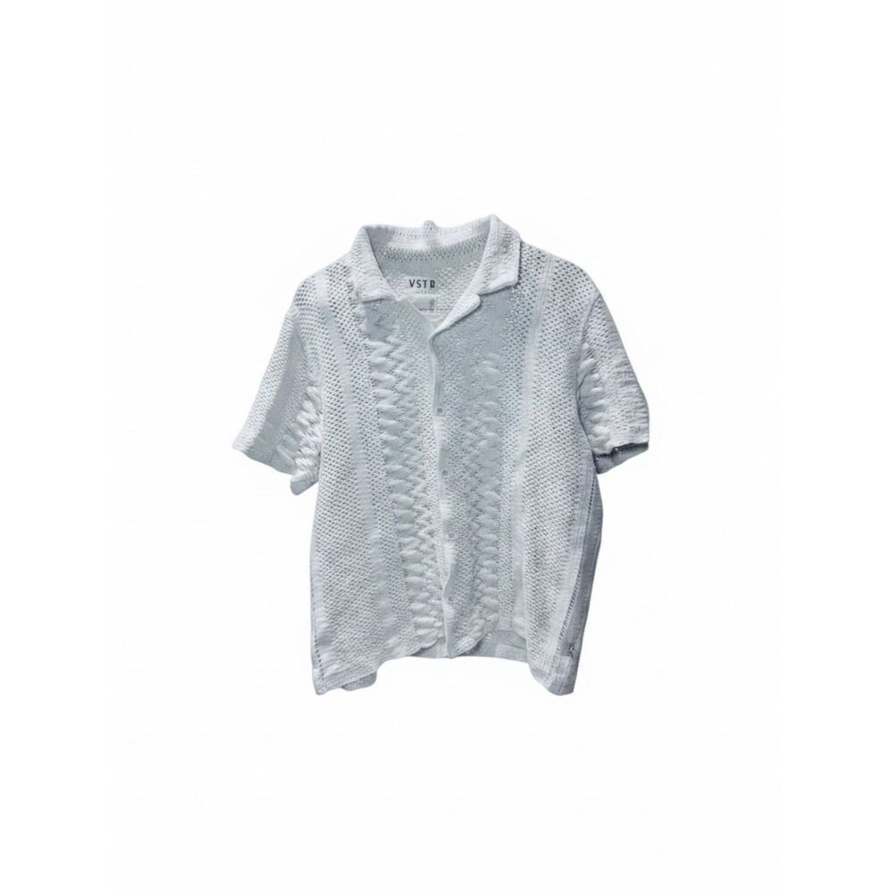 VSTR Crochet Button Down Short Sleeve Shirt Sz XL